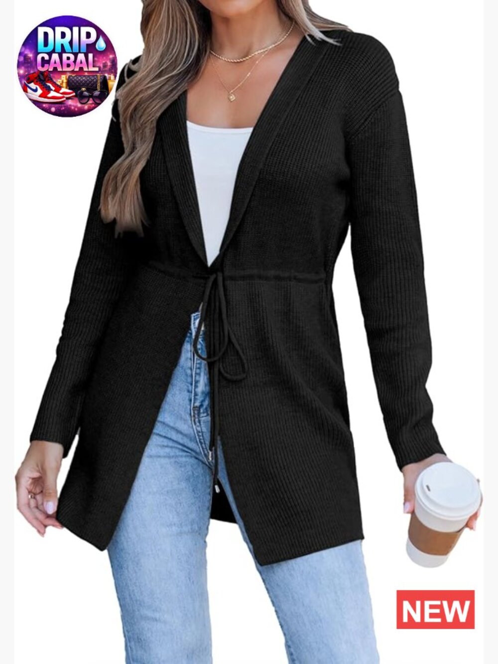Oversized Drawstring Waist Hooded Cable Knit Cardigan Sweater